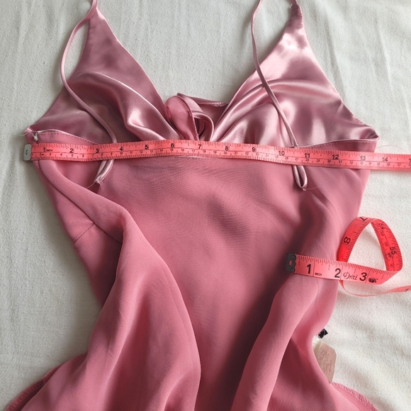 Pink Satin Gown with Chiffon Lining - Picture 7 of 12